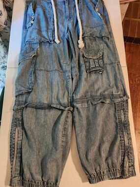 We The Free Light Blue Relaxed Cargo Denim Jeans